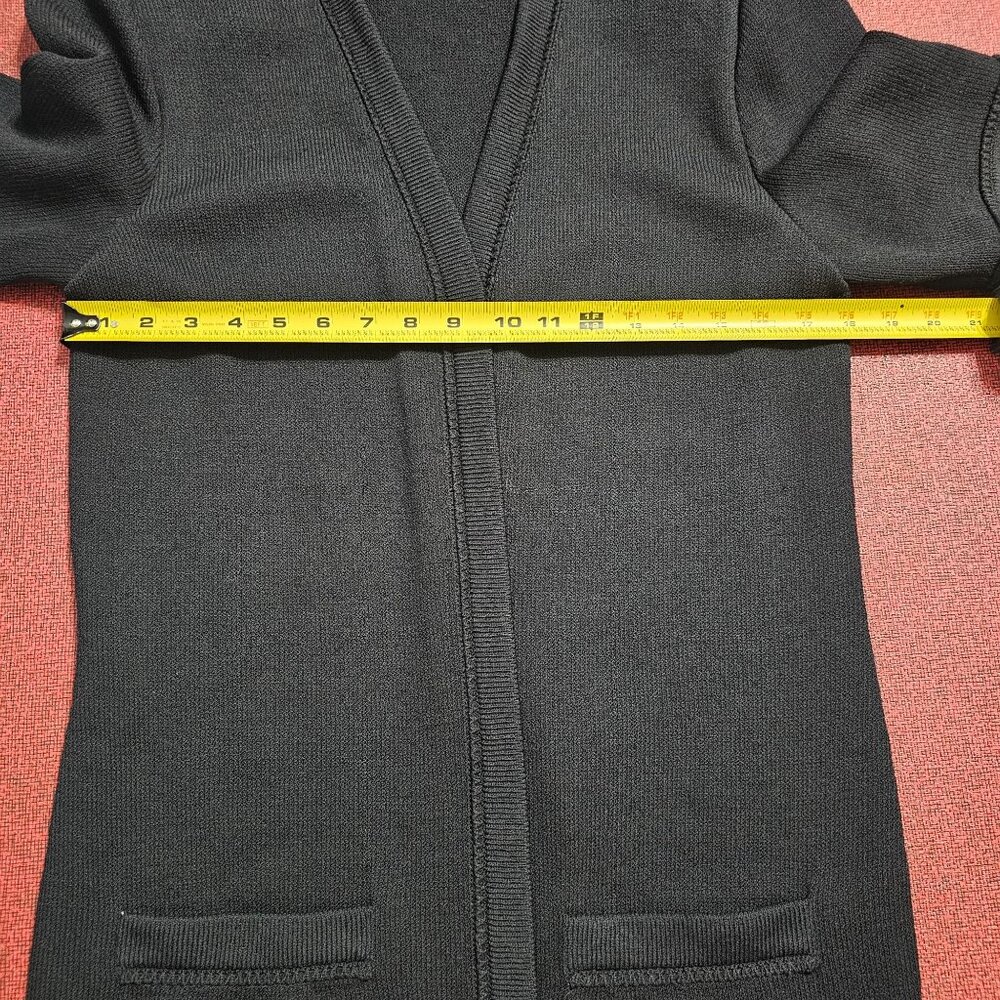 St. John Santana Knit Open Cardigan Sweater L Black Travel Office‎ Quiet Luxury - Picture 8 of 9